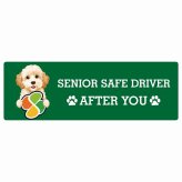 カーサイン 高齢者マーク SENIOR SAFE DRIVER ゴールデンドゥードル ステッカー シール 長方形 15x5cm 肉球 日本製 車