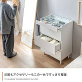 チェスト 3段 キャビネット ショーケース付き 収納棚 タンス アクセサリー収納 Panna パンナ ディスプレイ 収納 引き出し シンプル コンパクト 大容量 省スペース ガラス天板 飾れる 大理石柄 石目柄 幅60 かわいい