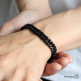 純チタン製 軽い 喜平ブレスレット ブラック チェーンブレスレット 厚みあり 幅9mm つけっぱなし なめらかなカット かっこいい クール シンプル 大人 重厚感 中折れ メンズ 男性 金属アレルギー対応