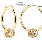 ハワイアンジュエリー フープピアス ピアス イエローゴールド ピアス 外径20mm クロッシングピアス プルメリア 透かし バレル 樽 大ぶり ゴールド 揺れる 片耳(1個)購入可 K14イエローゴールド 20G ゲージ BY THE SEA バイザシー プレゼント ハロウィン 【品番：GE231】