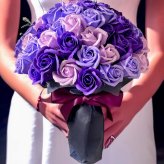 【パープルミックス】「サヴォンローズ」 花束 ブーケ バラの花束 薔薇の花束 花ギフト フラワーギフト フラワーボックス プロポーズ サプライズ ソープフラワー シャボンフラワー 石鹸フラワー 石鹸の花 石鹸のバラ 枯れない花 インテリア 母の日 父の日 敬老の日 クリスマス バレンタイン ホワイトデー 誕生日 入学 卒業 就職 結婚祝い 結婚記念日 退職祝い 記念日 
