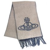 ヴィヴィアンウエストウッド マフラー Vivienne Westwood 81030006 W01MK K401 Double Face Scarf BLUE ブルー リバーシブル ビッグオーブロゴ