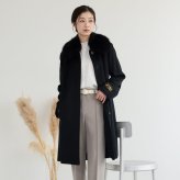 カシミヤ100％ ロングコート 13号 大きいサイズ フォックス ファー付き レディース 秋 冬 ロング ロング丈 カシミヤコート コート ブラック 30代 40代 50代 母 女性 ギフト プレゼント 6F (4152r)