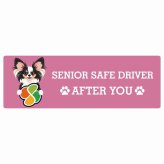 カーサイン 高齢者マーク SENIOR SAFE DRIVER パピヨン ステッカー シール 長方形 15x5cm 肉球 日本製 車