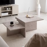 センターテーブル ローテーブル 幅87cm 石目調 大理石調 モルタル調 リビングテーブル コーヒーテーブル 収納棚付き 韓国インテリア 北欧 モダン おしゃれ 四角 スクエア 省スペース コンパクト ディスプレイテーブル テーブル 幅87cmタイプ 新生活