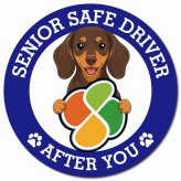 カーサイン 高齢者マーク SENIOR SAFE DRIVER ミニチュアダックスフンド マグネット 強力 直径13cm 肉球 日本製 車 ステッカー
