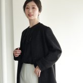 ノーカラー コート レディース ラメ ツイード Vネック アウター ブラック 入学式 入園式 卒入学 結婚式 春 冬 30代 40代 50代 ウール混 アウター 黒 女性 フォーマル 冠婚葬祭 卒業式 卒園式 ギフト プレゼント 6F (08000203r)