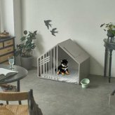 ペットハウス Lサイズ ミルク ガルバリウム製 犬 猫 屋内用 おしゃれ 北欧風 耐久性 お手入れ簡単 隠れ家 室内小屋 スリット付き コード穴付き S24-0553 セトクラフト