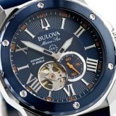 アウトレット ブローバ マリンスター 自動巻き 腕時計 ブランド メンズ オープンハート BULOVA 98A303 アナログ ネイビー
