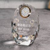  結婚祝 周記念 誕生祝 退職祝 長寿記念 クリスタル時計 DT-23 中サイズ カラー印刷 金時計 名入れ無料