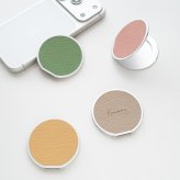 MagSafe対応 ミラー付き 薄型 スマホスタンド 【 シュリンクレザー 】 名入れ 本革 くすみカラー iPhone マグセーフ