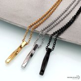 ステンレス スクロールネックレス メンズ レディース ゴールド 金 ツイスト スティック ペンダント ひねり ねじり シンプル おしゃれ 金属アレルギー対応 50cm 60cm 男性 女性