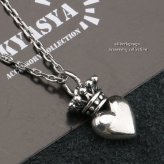 シルバー925 クラウン ハートネックレス 王冠 ペンダント 銀 クラウンネックレス 冠 アズキチェーン45cm プレゼント silver kyasya 父の日