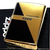 ZIPPO ライター 金チタン ジッポ ロゴ ブラック&ゴールド かっこいい 黒金 チタンコーティング 彫刻 おしゃれ 高級 メンズ ギフト プレゼント