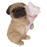 置物 woobia ウービア 犬 鼻ぺちゃ ブーケを持つパグ 一輪挿し 高さ17cm 花器 ぶさかわ リアル 本物そっくり イギリス生まれ 職人手彩色 縁起物 戌年 玄関 インテリア 新築祝い 引っ越し祝い 開店祝い 出産祝い 誕生日 お祝い ギフト プレゼント 犬好き パグ好き