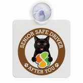 カーサイン 高齢者マーク SENIOR SAFE DRIVER ボンベイ 車内用 吸盤タイプ 収れん火災防止タイプ 肉球 日本製 車 ステッカー