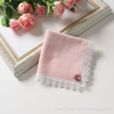 日本製 レースハンカチ タオル ハンカチ 薔薇 バラ レディース 上品 5色 綿100％ 上品 5色 ブラック ギフト 吸水性 プチギフト【LALUICE】