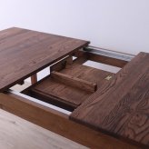 ダイニングテーブル 伸長式 無垢材 レッドオーク 天然木 W150/180xD80xH71cm 食卓テーブル 木製 食卓机 リビング ダイニング ブラウン おしゃれ 新生活