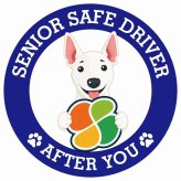 カーサイン 高齢者マーク SENIOR SAFE DRIVER ミニチュアブルテリア ステッカー シール 直径13cm 肉球 日本製 車