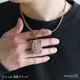 ステンレス ロケットネックレス HIPHOP 喜平チェーンネックレス ロケットペンダント マリアネックレス 写真 記念 思い出 50cm 60cm ピンク 聖母 6面カット 男性 メンズ 金属アレルギー対応