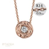 ハワイアンジュエリー ダイヤモンド ピンクゴールド ネックレス ラウンド 14K K14ピンクゴールド 一粒ダイヤモンド 鑑定書付 14k カットあずきチェーン太0.9mm ギフトラッピング可能 彼女 妻 女性 レディース プレゼント ハロウィン 【品番：CG-GP104R-CH123】