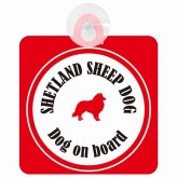 Shetland Sheepdog シェットランドシープドッグ ホワイト＆レッド 車 窓ガラス 吸盤タイプ DOG IN CAR かっこいい おしゃれ 犬 シルエット アメ雑風 カラフル ドッグインカー ドッグオンボード 安全対策 セーフティサイン デコ 外出 ドライブ カーサイン 吸盤