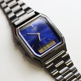カシオ スタンダード 腕時計 手表 メンズ 父の日 レディース 母の日 キッズ 時計 収納ケース付き チプカシ アナログデタル 角型 ブルー ガンメタル 日付 カレンダー 時計 メタルバンド 男の子 女の子 誕生日プレゼント 小学生 中学生 高校生 大学生 娘 息子 父 母 ギフト 成人 卒業 入学