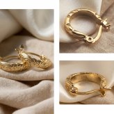 【送料無料】ハワイアンジュエリー ピアス フープピアス サージカルステンレス アクセサリー イエローゴールド プルメリア スクロール レディース ギフト プレゼント