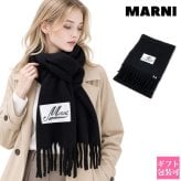 マルニ MARNI マフラー レディース SCMC0059Y0 UTW918 00N99 BLACK ブラック アルパカ 大判 ストール スカーフ フリンジ ロゴ ロゴラベル 防寒 秋冬 ブランド プレゼント ギフト