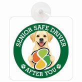 カーサイン 高齢者マーク SENIOR SAFE DRIVER ラブラドールレトリバー 車内用 吸盤タイプ 収れん火災防止タイプ 肉球 日本製 車 ステッカー