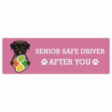 カーサイン 高齢者マーク SENIOR SAFE DRIVER ベルジアングリフォン ステッカー シール 長方形 15x5cm 肉球 日本製 車