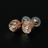ハワイアンジュエリー ピアス ピンクゴールド K14 ピアス スタッドピアス ダイヤモンド 0.05ct カラット 一粒ダイヤ 片耳(1個)購入可 14K シリコンキャッチ シンプル 20G ゲージ BY THE SEA バイザシー 彼女 妻 女性 レディース プレゼント ハロウィン 【品番：GE105R】