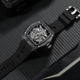 【正規品】MINBER ミンバー Star Skeleton JC9108-02 メンズ腕時計 日本製ムーヴメント 自動巻き 3気圧防水  ブラック  ラバーベルト