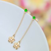 ハワイアンジュエリー ピアス プルメリア 5月の誕生石 エメラルド カラーストーン 誕生石ピアス 片耳(1個)購入可 K14イエロー ピンク ホワイト 選べる シリコンキャッチ BY THE SEA 20G ゲージ バイザシー プレゼント ハロウィン 【品番：GE402-5】