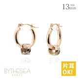 ハワイアンジュエリー フープピアス ピアス ピンクゴールド ピアス 外径13mm クロッシングピアス スクロールチューブ 小ぶり ゴールド 揺れる 片耳(1個)購入可 K14 14KPM2053 彼女 妻 女性 レディース プレゼント ハロウィン 【品番：GE213R】