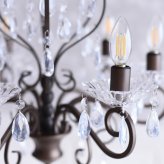 照明 ライト シャンデリア LED電球付き 6灯 茶 ブラウン 簡単取り付け アンティーク シーリング付き オールドブリテン お手軽 天井 エレガント シック おしゃれ 6畳 ダイニング リビング ヨーロピアン か 新築祝い 引越し祝い