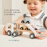 PolarB カーキャリア ポルカドット[おもちゃ 2歳 ミニカー 知育玩具 車 男の子 木のおもちゃ 誕生日プレゼント 女の子 乗り物 木製 プレゼント くるま 子供 知育 3歳 クリスマスプレゼント 木製玩具 ごっこ遊び ギフト]