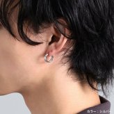 ライオンハート ツイスト テクスチャー フープピアス サージカルステンレス シルバー ライトブラック 黒 金属アレルギー対応 片耳用 1点売り メンズ ブランド