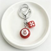 ビリヤード 8ボール キーホルダー サイコロ バッグチャーム アクセサリー カラビナ付き ミニチュア おしゃれ かわいい 鍵 エアポッズケース 飾り 卒業祝い プレゼント ギフト
