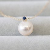 ［pearl605］8mm - 8.5mm ホワイトピンク ペンダント ネックレス 9月 誕生石 サファイア あこや真珠