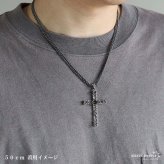 シルバー925 クロスネックレス フラワーネックレス アンティーク ペンダントネックレス ダブル喜平 6面カット 50cm 60cm シルバー 燻し ブラック 十字架 花 個性的 金剛杵 メンズ 男性 金属アレルギー対応