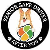 カーサイン 高齢者マーク SENIOR SAFE DRIVER スムースコリー マグネット 強力 直径13cm 肉球 日本製 車 ステッカー