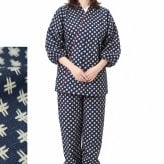 作務衣 楽粋 総柄 日本製 女性 婦人 さむえ 綿100％ 6220 OK-20 レディース 部屋着 作業着 ルームウエア 制服 ユニフォーム 和食店 仕事着 母の日 ギフト 敬老の日 クリスマスギフト プレゼント 和柄 和装