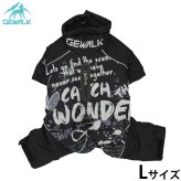 ジウォーク GEWALK ストリート ドリズル サーマル オーバーオール 犬服 L ブラック
