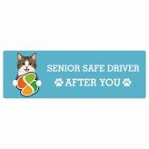 カーサイン 高齢者マーク SENIOR SAFE DRIVER キジ白 ステッカー シール 長方形 15x5cm 肉球 日本製 車