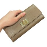 フルラ 長財布 グレージュ ゴールド金具 レディース レザー 本革 FURLA 財布 かぶせ式 かわいい おしゃれ 女性 誕生日 プレゼント ギフトにも最適 成人 卒業 入学