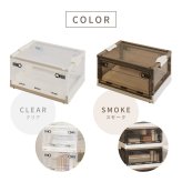 ベッド 寝具 収納ボックス 折りたたみ 収納ケース 収納BOX 収納コンテナ 積み重ね スタッキング 押し入れ収納 下収納 コンパクト フタ付き キャスター付き 3面開き セット クリア スモーク M（30L）