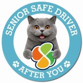 カーサイン 高齢者マーク SENIOR SAFE DRIVER ブリティッシュショートヘア マグネット 強力 直径13cm 肉球 日本製 車 ステッカー
