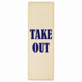 TAKE OUT Bタイプ プレート 木製 英語表記 長方形 縦書き 9x27cm セール案内 ピクトサイン 表示 案内 場所 看板 目印 施設 店舗 ショップ 販促 おしゃれ シンプル