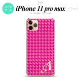 iPhone11ProMax iPhone11pro max スマホケース ハードケース 千鳥 格子 小 ピンク +アルファベット メンズ レディース nk-i11pm-901i